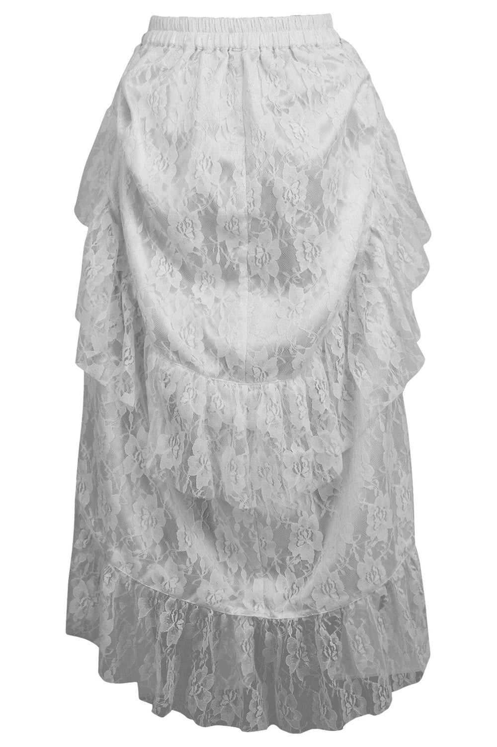 Daisy Corsets White Lace Adjustable High Low Bustle Skirt - Daisy Corsets - Flyclothing LLC