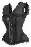 Daisy Corsets Top Drawer Black Brocade & Lace Steel Boned Corset w/Cap Sleeves - Daisy Corsets - Flyclothing LLC