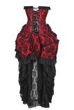 Daisy Corsets Top Drawer Steel Boned Red w/Black Lace Bustle Corset Dress - Daisy Corsets - Flyclothing LLC