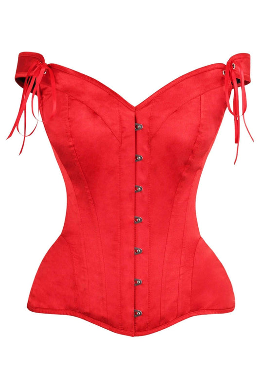 Daisy Corsets Top Drawer Red Satin Steel Boned Corset w/Straps - Daisy Corsets - Flyclothing LLC