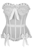 Daisy Corsets Top Drawer Steel Boned White Mesh Underwire Bustier Corset - Daisy Corsets - Flyclothing LLC