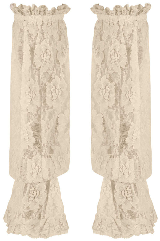Daisy Corsets Beige Sheer Lace Smocked Sleeves - Daisy Corsets - Flyclothing LLC