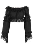 Daisy Corsets Black Smocked Flare Sleeve Peasant Top - Daisy Corsets - Flyclothing LLC