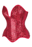 Daisy Corsets Top Drawer Steel Boned Red Sequin Plunge Neckline Overbust Corset - Daisy Corsets - Flyclothing LLC