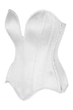 Daisy Corsets Top Drawer Steel Boned White Satin Plunge Neckline Overbust Corset - Daisy Corsets - Flyclothing LLC