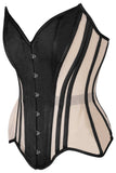 Daisy Corsets Top Drawer Nude Mesh & Black Satin Steel Boned Overbust Corset - Daisy Corsets - Flyclothing LLC