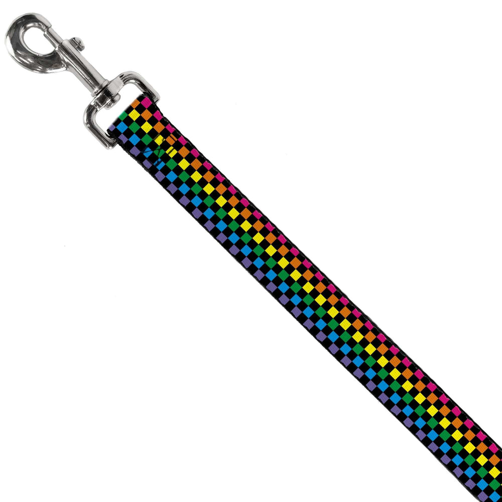 Dog Leash - Checker Black/Neon Rainbow - Buckle-Down - Flyclothing LLC