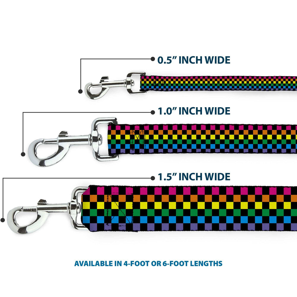 Dog Leash - Checker Black/Neon Rainbow - Buckle-Down - Flyclothing LLC
