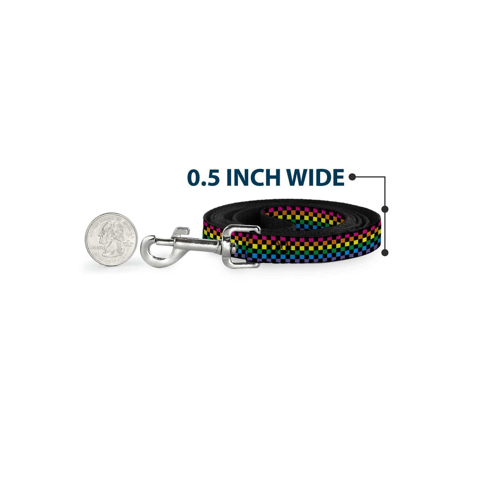 Dog Leash - Checker Black/Neon Rainbow - Buckle-Down - Flyclothing LLC