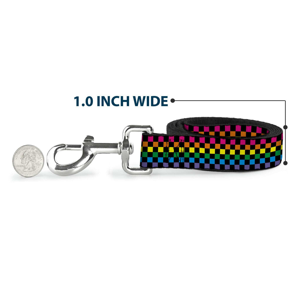 Dog Leash - Checker Black/Neon Rainbow - Buckle-Down - Flyclothing LLC