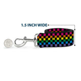 Dog Leash - Checker Black/Neon Rainbow - Buckle-Down - Flyclothing LLC