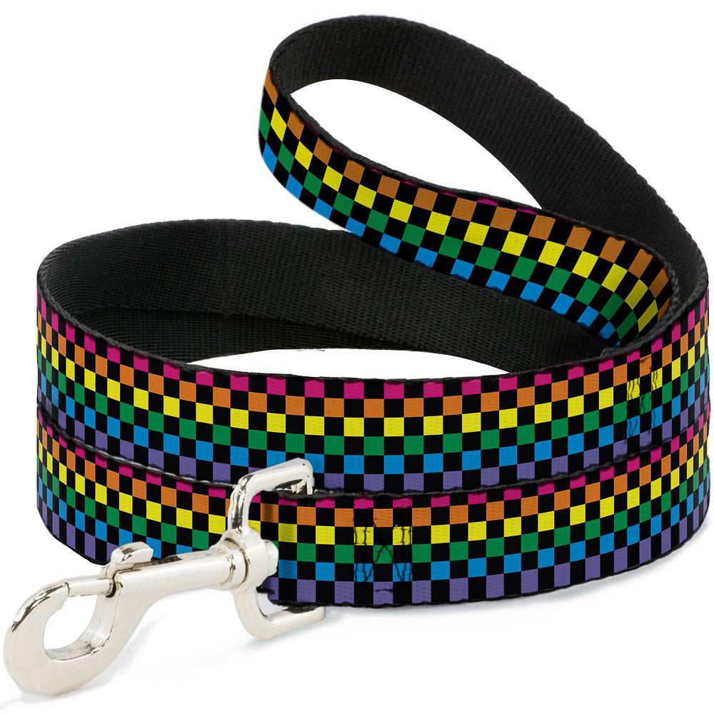 Dog Leash - Checker Black/Neon Rainbow - Buckle-Down - Flyclothing LLC