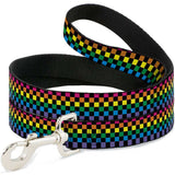 Dog Leash - Checker Black/Neon Rainbow - Buckle-Down - Flyclothing LLC