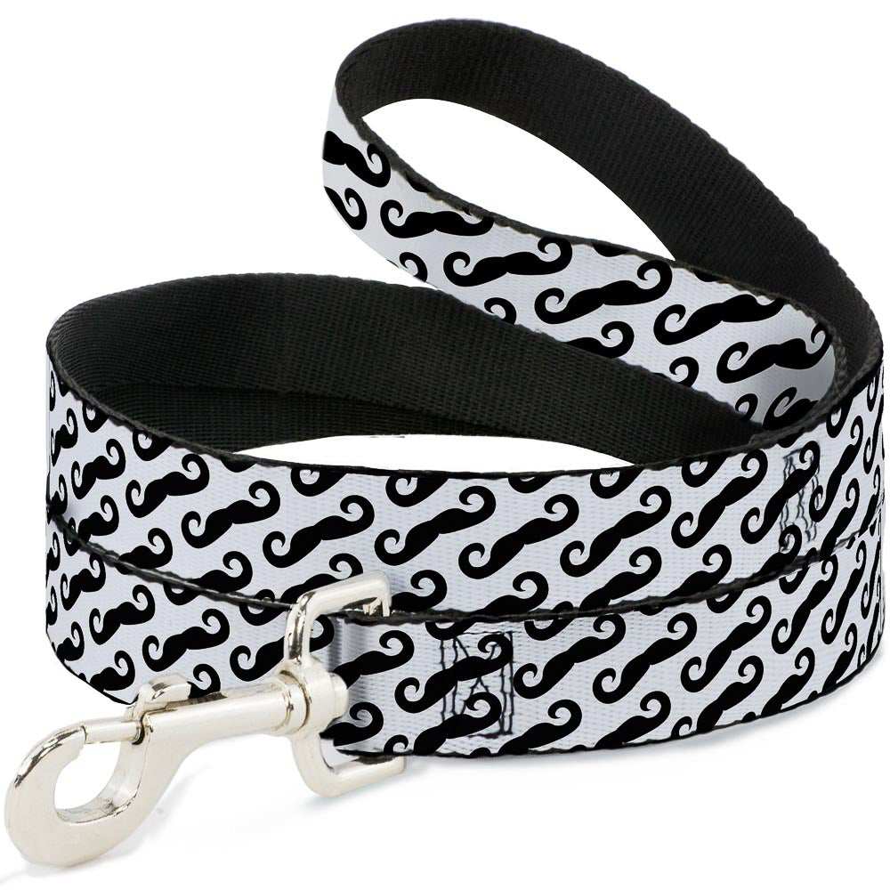Dog Leash - Diagonal Handlebar Mustaches White/Black - Buckle-Down - Flyclothing LLC