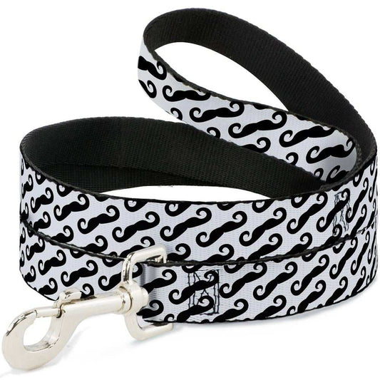 Dog Leash - Diagonal Handlebar Mustaches White/Black - Buckle-Down - Flyclothing LLC