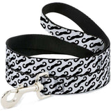 Dog Leash - Diagonal Handlebar Mustaches White/Black - Buckle-Down - Flyclothing LLC