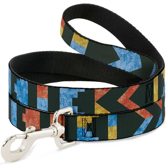 Dog Leash - Geometric8 Charcoal/Orange/Gold/Blue - Buckle-Down - Flyclothing LLC