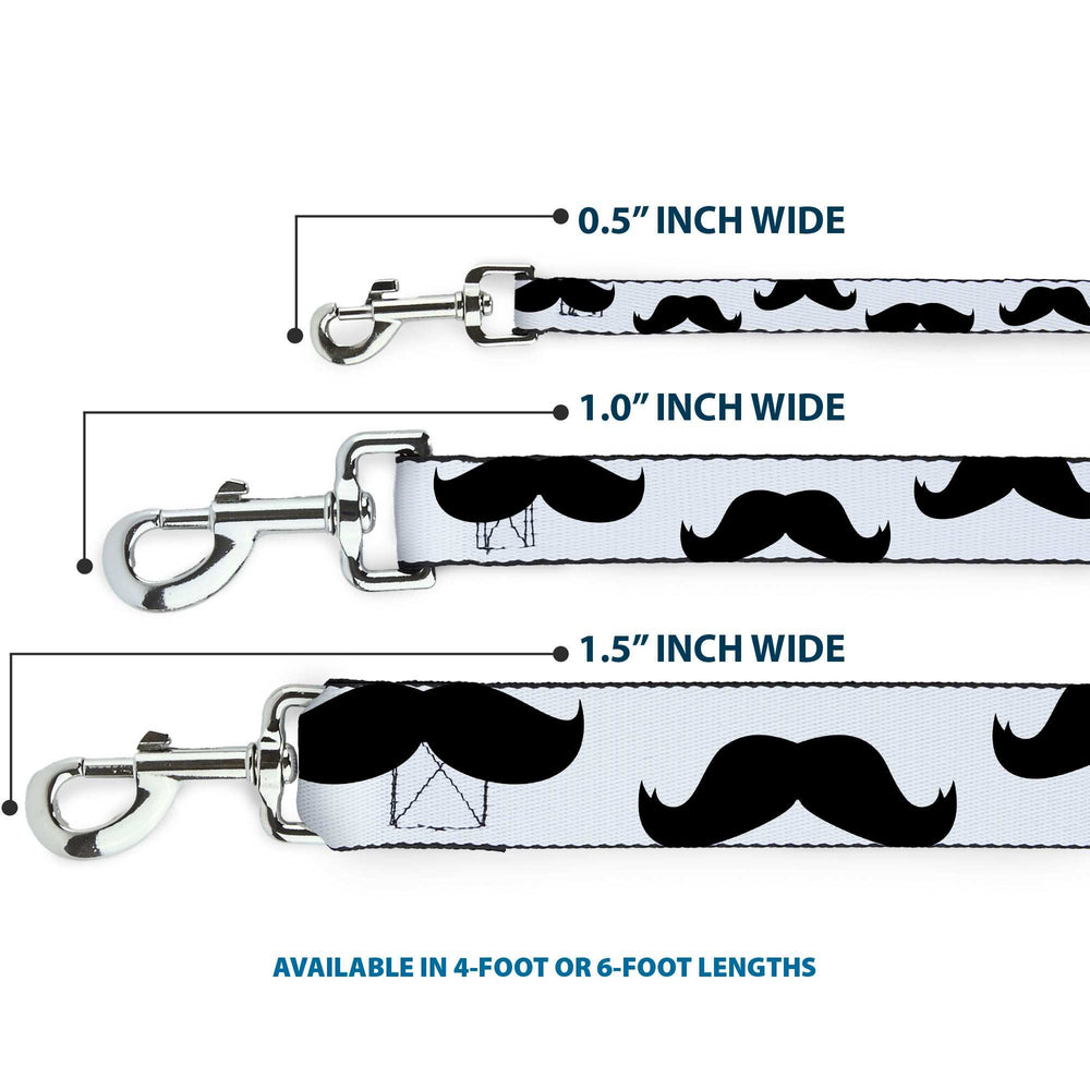Dog Leash - Mustaches White/Black - Buckle-Down - Flyclothing LLC