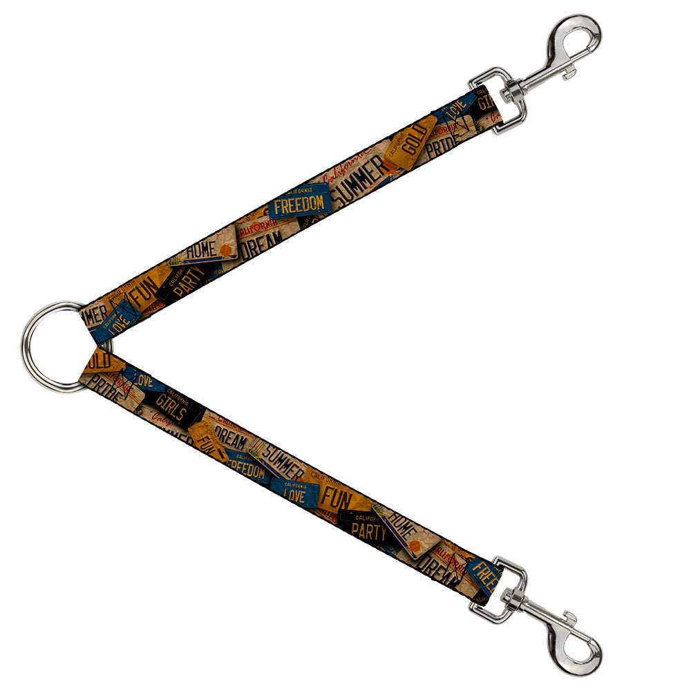 Dog Leash Splitter - Cali License Plates Stacked Vintage - Buckle-Down - Flyclothing LLC