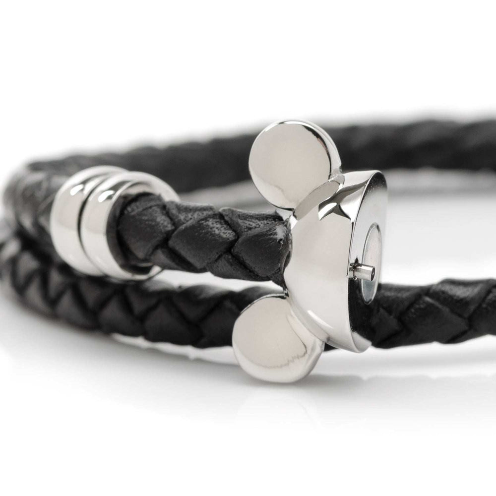 Disney Mickey Silhouette Black Double Wrapped Leather Bracelet - Cufflinks.com - Flyclothing LLC