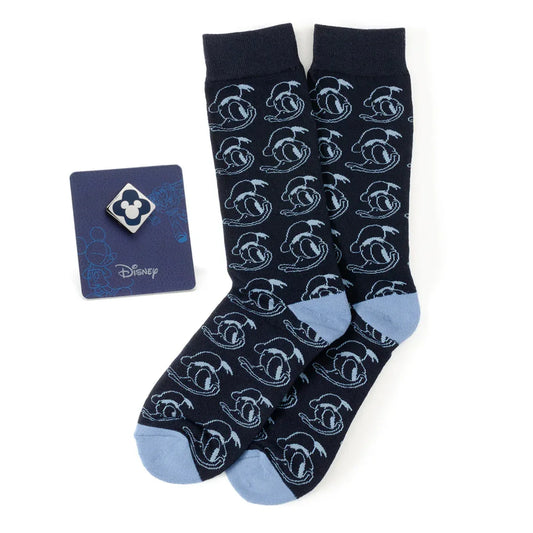 Disney Donald Duck Patterned Blue Socks and Mickey Mouse Blue Lapel Pin Gift Set - Cufflinks.com - Flyclothing LLC