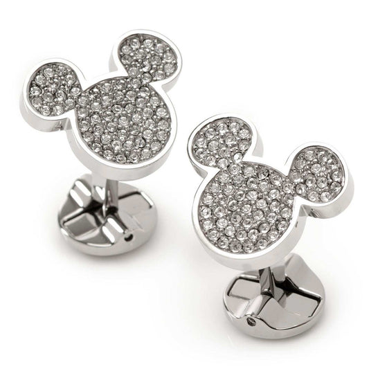 Disney Mickey Mouse Stainless Steel White Pave Crystal Cufflinks - Cufflinks.com - Flyclothing LLC