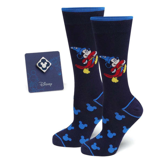 Disney Fantasia Mickey Mouse Navy Socks and Blue Lapel Pin Gift Set - Cufflinks.com - Flyclothing LLC
