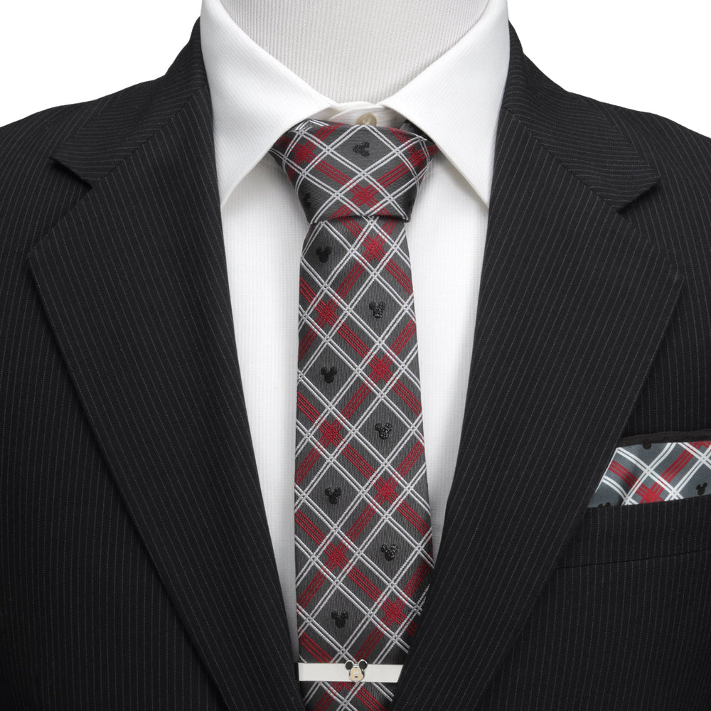 Disney Mickey Mouse Holiday Gray Plaid Silk Men's Tie - Cufflinks.com - Flyclothing LLC