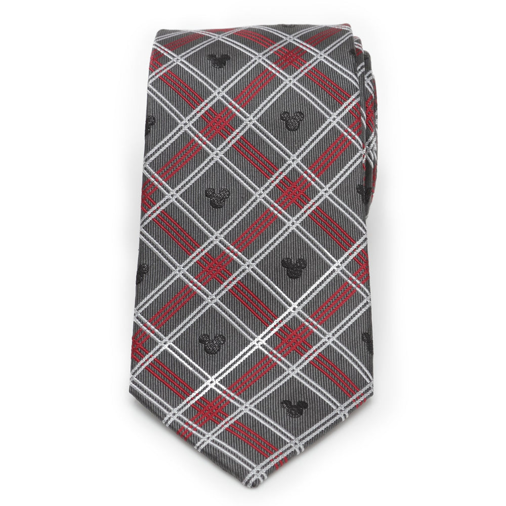 Disney Mickey Mouse Holiday Gray Plaid Silk Men's Tie - Cufflinks.com - Flyclothing LLC