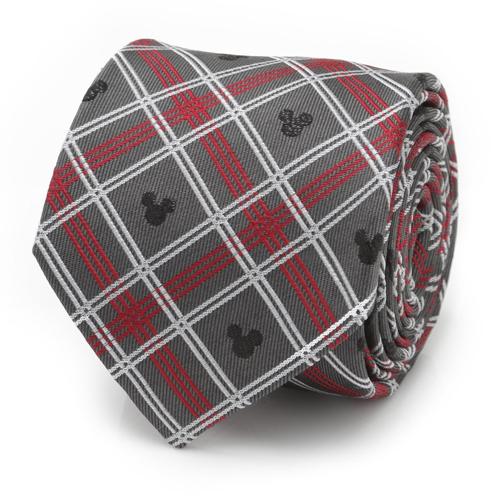 Disney Mickey Mouse Holiday Gray Plaid Silk Men's Tie - Cufflinks.com - Flyclothing LLC