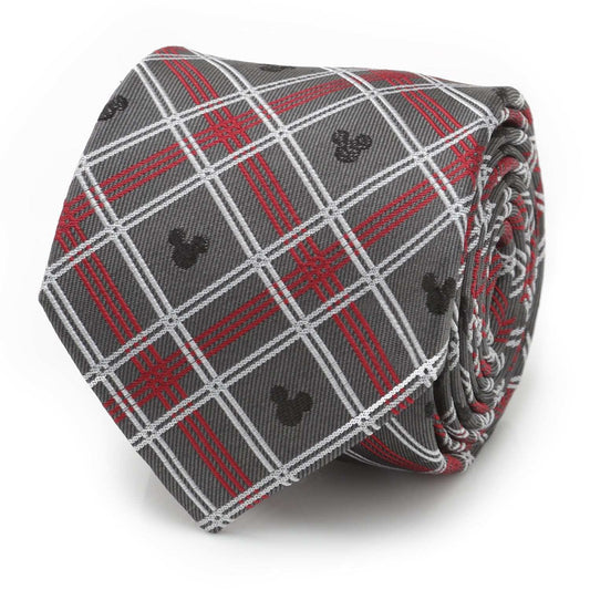 Disney Mickey Mouse Holiday Gray Plaid Silk Men's Tie - Cufflinks.com - Flyclothing LLC