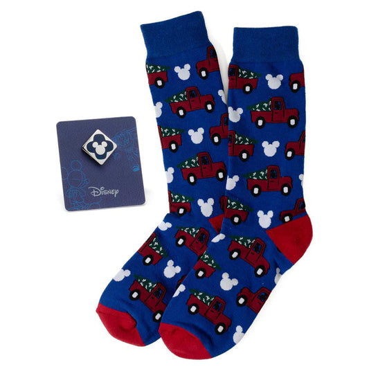Disney Mickey Mouse Holiday Truck Navy Socks and Blue Lapel Pin Gift Set - Cufflinks.com - Flyclothing LLC
