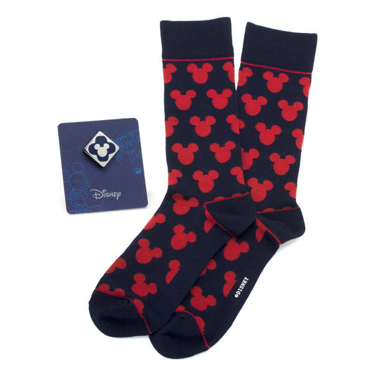 Disney Mickey Mouse Silhouette Blue Sock and Mickey Blue Lapel Pin Gift Set - Cufflinks.com - Flyclothing LLC