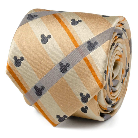 Disney Mickey Mouse Silhouette Tan Plaid Tie - Cufflinks.com - Flyclothing LLC