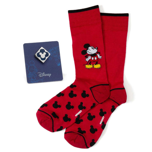 Disney Mickey Mouse Pie-Eyed Red Sock and Mickey Blue Lapel Pin Gift Set - Cufflinks.com - Flyclothing LLC