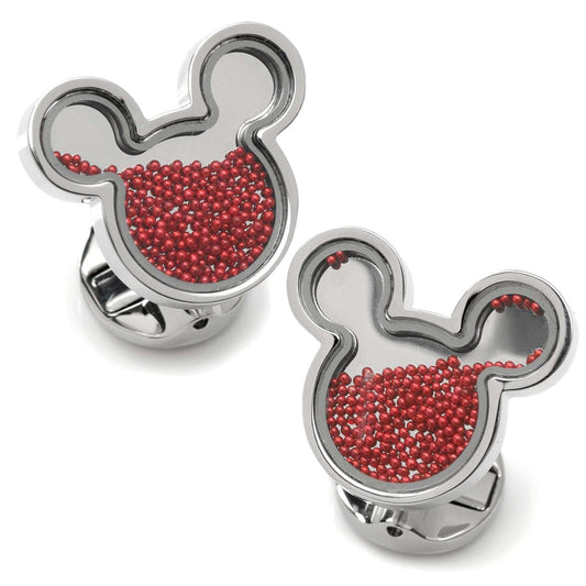 Disney Mickey Mouse Silhouette Red Caviar Bead Cufflinks - Cufflinks.com - Flyclothing LLC