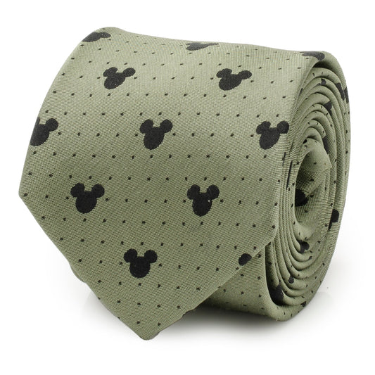 Disney Mickey Mouse Silhouette Dot Green Men's Tie