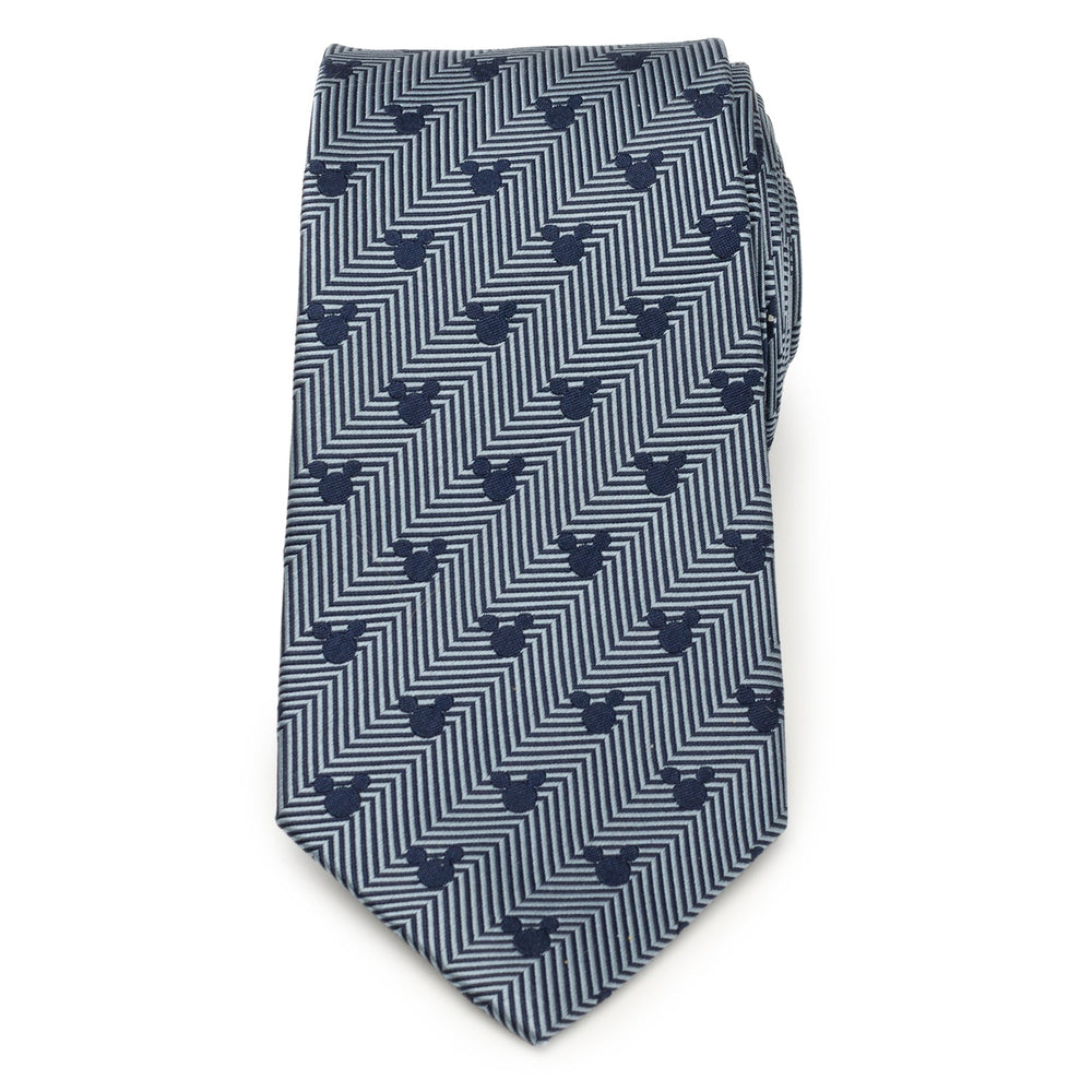 Disney Mickey Mouse Silhouette Blue Herringbone Men's Tie - Cufflinks.com - Flyclothing LLC
