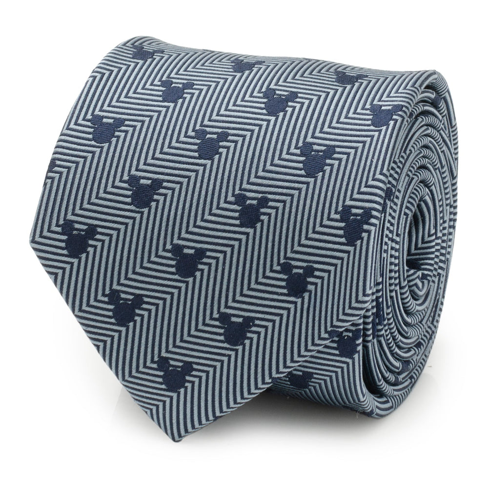 Disney Mickey Mouse Silhouette Blue Herringbone Men's Tie - Cufflinks.com - Flyclothing LLC