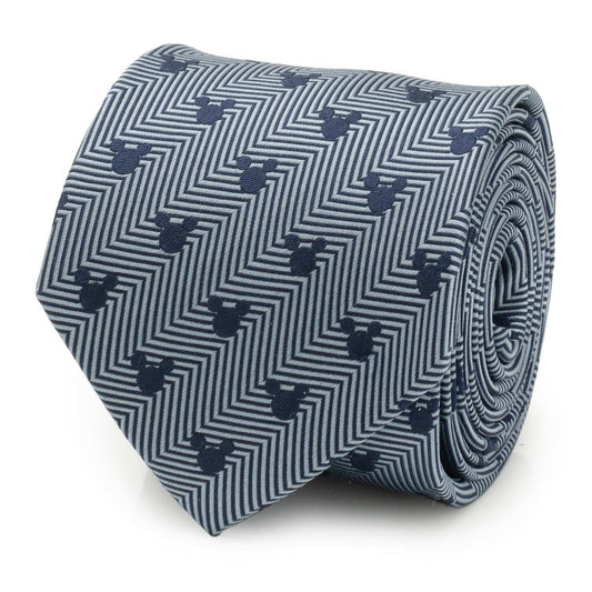 Disney Mickey Mouse Silhouette Blue Herringbone Men's Tie - Cufflinks.com - Flyclothing LLC