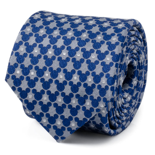 Disney Mickey Mouse Silhouette Pattern Dot Blue Tie
