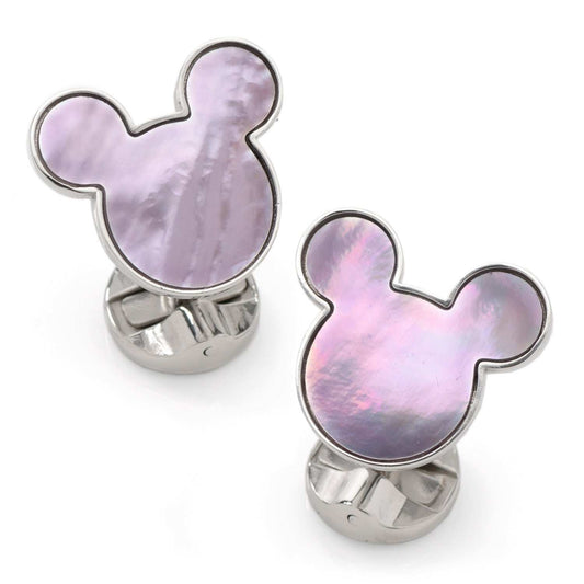 Disney Mickey Mouse Silhouette Lavender Mother of Pearl Sterling Silver Cufflinks - Cufflinks.com - Flyclothing LLC