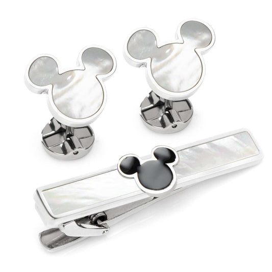 Disney Mickey Mouse Mother of Pearl Cufflinks and Tie Clip Gift Set - Cufflinks.com - Flyclothing LLC
