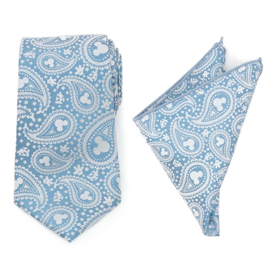 Disney Mickey Mouse Teal Paisley Necktie and Pocket Square Gift Set - Cufflinks.com - Flyclothing LLC