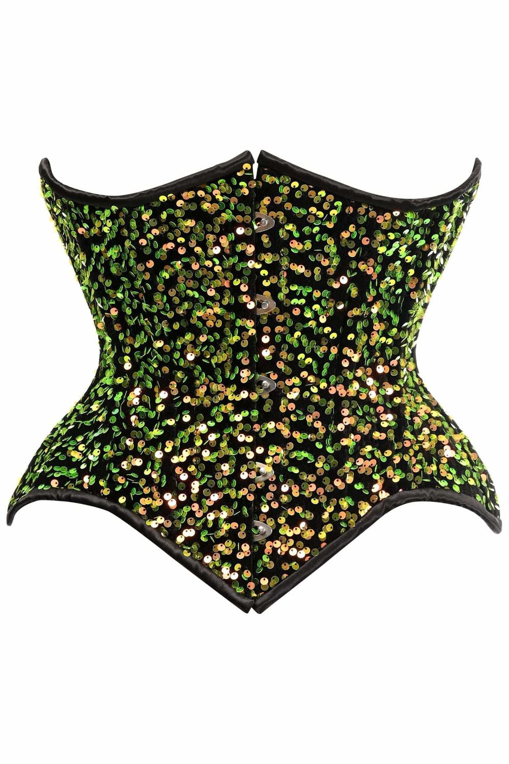 Daisy Corsets Top Drawer Multi Green Sequin Curvy Cut Waist Cincher Corset - Daisy Corsets - Flyclothing LLC