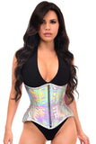 Daisy Corsets Top Drawer Silver Holo Double Steel Boned Underbust Waist Cincher Corset - Daisy Corsets - Flyclothing LLC
