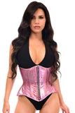Daisy Corsets Top Drawer Pink Holo Double Steel Boned Underbust Waist Cincher Corset - Daisy Corsets - Flyclothing LLC