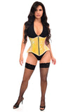 Daisy Corsets Top Drawer Yellow/Pink Holo Double Steel Boned Underbust Waist Cincher Corset - Daisy Corsets - Flyclothing LLC