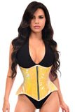 Daisy Corsets Top Drawer Yellow/Pink Holo Double Steel Boned Underbust Waist Cincher Corset - Daisy Corsets - Flyclothing LLC