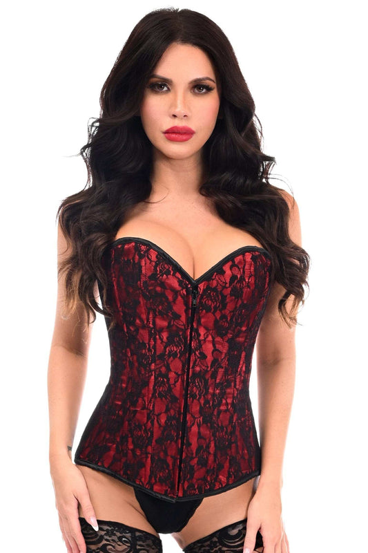Daisy Corsets Lavish Red Lace Front Zipper Corset - Daisy Corsets - Flyclothing LLC